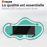 Miroir LED Asymétrique 2 | boutons tactiles | Fonction Anti-Buée | Lumière Blanche Chaude - Reyze Série Ambient Modèle 1 - Horizontal