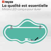 Miroir LED Asymétrique 2 | Bouton Tactile | Lumière blanche froide - Reyze Série Salono Modèle 1 - Horizontal