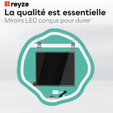 Miroir LED Asymétrique Ovale | boutons tactiles | Fonction Anti-Buée | Lumière Blanche Chaude - Reyze Série Salono Modèle 1