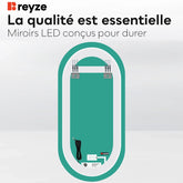 Miroir LED Ovale | Bouton Tactile | Lumière Blanche Chaude - Reyze Série Salono Modèle 1