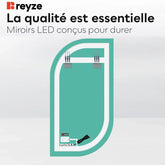Miroir LED Semi-Ovale 1 | Bouton Tactile | Lumière Blanche Chaude - Reyze Série Salono Modèle 1