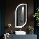 Miroir LED Semi-Ovale 1 | Sans Boutons Tactiles | Lumière blanche froide - Reyze Série Salono Modèle 1