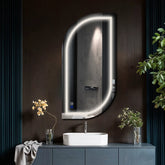 Miroir LED Semi-Ovale 1 | boutons tactiles | Fonction Anti-Buée | Lumière blanche neutre - Reyze Série Salono Modèle 1
