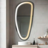 Miroir LED Asymétrique Vertical | boutons tactiles | Fonction Anti-Buée | Température de couleur réglable - Reyze Série Salono Modèle 1