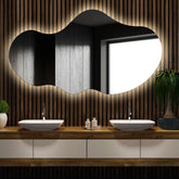 Miroir LED Asymétrique 2 | Sans Boutons Tactiles | Lumière blanche neutre - Reyze Série Ambient Modèle 1 - Horizontal