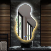 Miroir LED Asymétrique 2 | boutons tactiles | Fonction Anti-Buée | Température de couleur réglable - Reyze Série Ambient Modèle 1 - Vertical