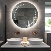 Miroir LED Rond | boutons tactiles | Fonction Anti-Buée | Lumière blanche neutre - Reyze Série Minimal Modèle 6