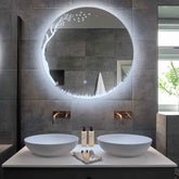 Miroir LED Rond | boutons tactiles | Fonction Anti-Buée | Lumière blanche froide - Reyze Série Good Vibes Modèle 8