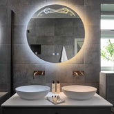 Miroir LED Rond | boutons tactiles | Fonction Anti-Buée | Température de couleur réglable - Reyze Série Good Vibes Modèle 6