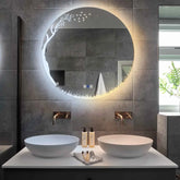 Miroir LED Rond | boutons tactiles | Fonction Anti-Buée | Température de couleur réglable - Reyze Série Good Vibes Modèle 8