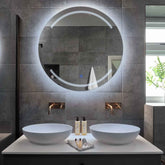 Miroir LED Rond | Bouton Tactile | Lumière blanche froide - Reyze Série Minimal Modèle 8