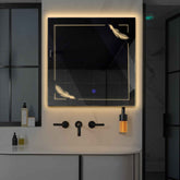Miroir LED Carré | Bouton Tactile | Lumière Blanche Chaude - Reyze Série Good Vibes Modèle 2