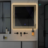 Miroir LED Carré | Bouton Tactile | Lumière Blanche Chaude - Reyze Série Simetria Modèle 4