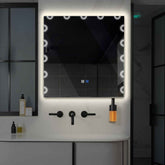 Miroir LED Carré | boutons tactiles | Fonction Anti-Buée | Lumière blanche neutre - Reyze Série Edge Modèle 4