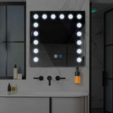 Miroir LED Carré | boutons tactiles | Fonction Anti-Buée | Lumière blanche froide - Reyze Série Salono Modèle 6
