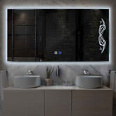 Miroir LED Horizontal | boutons tactiles | Fonction Anti-Buée | Lumière blanche froide - Reyze Série Good Vibes Modèle 6