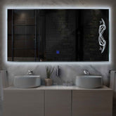 Miroir LED Horizontal | Bouton Tactile | Lumière blanche froide - Reyze Série Good Vibes Modèle 6