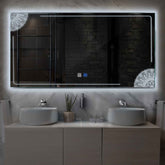 Miroir LED Horizontal | boutons tactiles | Fonction Anti-Buée | Lumière blanche froide - Reyze Série Good Vibes Modèle 7