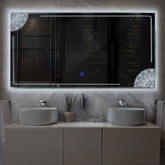 Miroir LED Horizontal | Bouton Tactile | Lumière blanche froide - Reyze Série Good Vibes Modèle 7