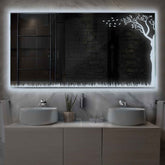 Miroir LED Horizontal | Sans Boutons Tactiles | Lumière blanche froide - Reyze Série Good Vibes Modèle 8