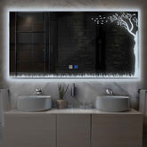 Miroir LED Horizontal | boutons tactiles | Fonction Anti-Buée | Lumière blanche froide - Reyze Série Good Vibes Modèle 8