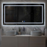 Miroir LED Horizontal | boutons tactiles | Fonction Anti-Buée | Lumière blanche froide - Reyze Série Minimal Modèle 1