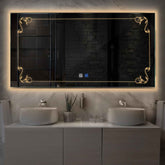 Miroir LED Horizontal | boutons tactiles | Fonction Anti-Buée | Lumière Blanche Chaude - Reyze Série Good Vibes Modèle 5