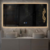 Miroir LED Horizontal | boutons tactiles | Fonction Anti-Buée | Lumière Blanche Chaude - Reyze Série Good Vibes Modèle 6