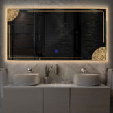 Miroir LED Horizontal | Bouton Tactile | Lumière Blanche Chaude - Reyze Série Good Vibes Modèle 7