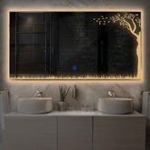 Miroir LED Horizontal | Bouton Tactile | Lumière Blanche Chaude - Reyze Série Good Vibes Modèle 8