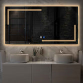 Miroir LED Horizontal | boutons tactiles | Fonction Anti-Buée | Lumière Blanche Chaude - Reyze Série Minimal Modèle 2