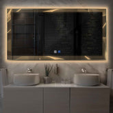 Miroir LED Horizontal | boutons tactiles | Fonction Anti-Buée | Lumière Blanche Chaude - Reyze Série Simetria Modèle 2