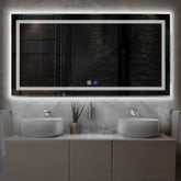 Miroir LED Horizontal | boutons tactiles | Fonction Anti-Buée | Lumière blanche neutre - Reyze Série Minimal Modèle 1