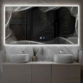 Miroir LED Horizontal | boutons tactiles | Fonction Anti-Buée | Lumière blanche neutre - Reyze Série Simetria Modèle 3