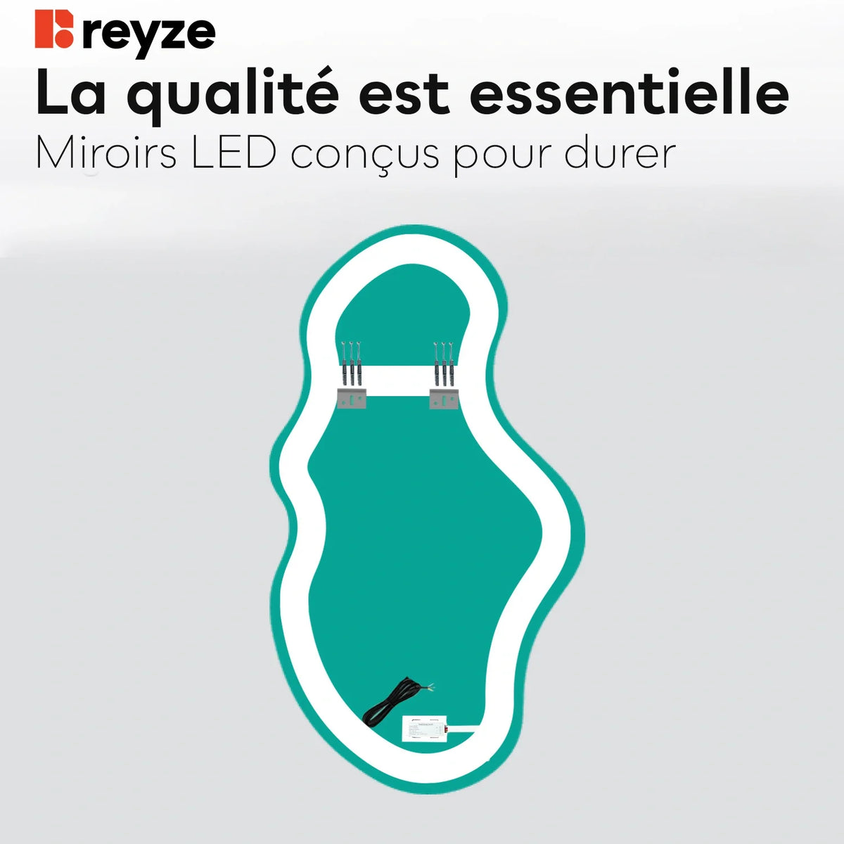 Miroir LED Asymétrique 2 | Bouton Tactile | Lumière Blanche Chaude - Reyze Série Ambient Modèle 1 - Vertical