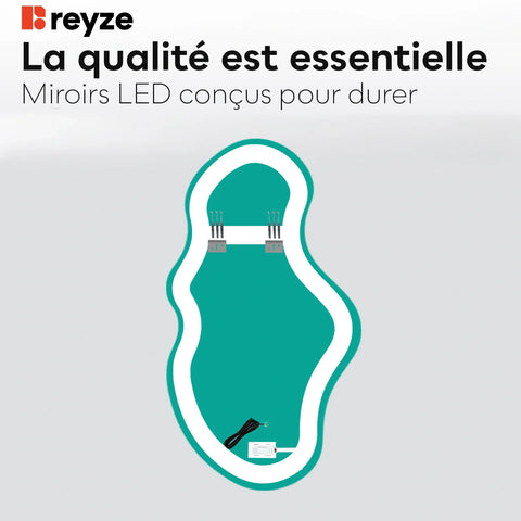 Miroir LED Asymétrique 2 | Bouton Tactile | Lumière Blanche Chaude - Reyze Série Ambient Modèle 1 - Vertical