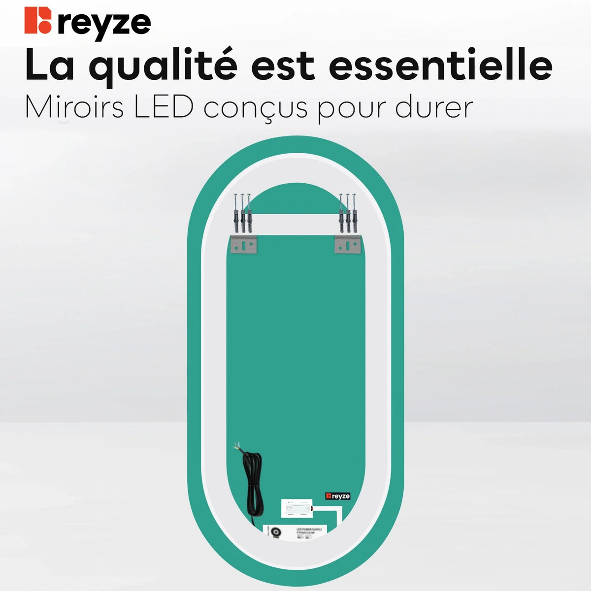 Miroir LED Ovale | Bouton Tactile | Lumière blanche froide - Reyze Série Ambient Modèle 1