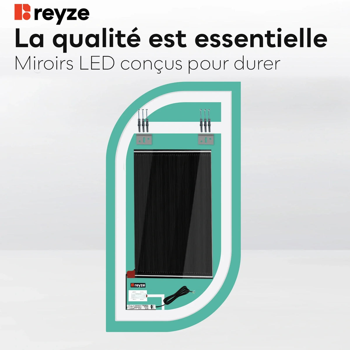 Miroir LED Semi-Ovale 1 | boutons tactiles | Fonction Anti-Buée | Lumière Blanche Chaude - Reyze Série Salono Modèle 1