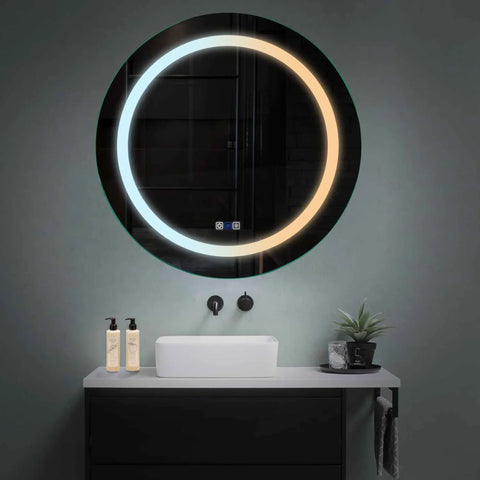 Miroir LED Rond | boutons tactiles | Fonction Anti-Buée | Température de couleur réglable - Reyze Série Salono Modèle 1