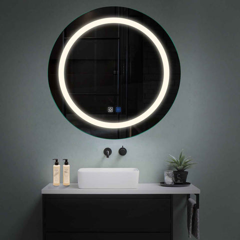 Miroir LED Rond | boutons tactiles | Fonction Anti-Buée | Lumière blanche neutre - Reyze Série Salono Modèle 1