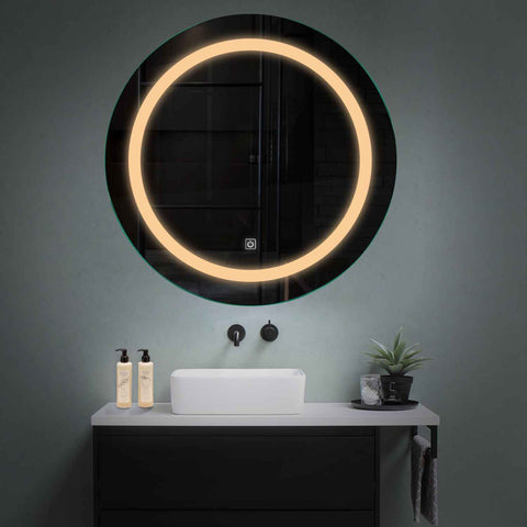 Miroir LED Rond | Bouton Tactile | Lumière Blanche Chaude - Reyze Série Salono Modèle 1