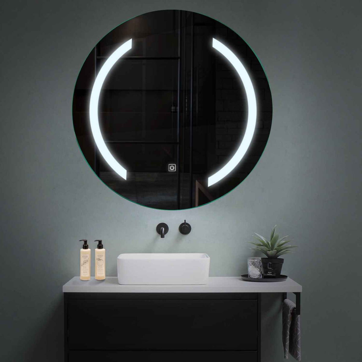 Miroir LED Rond | Bouton Tactile | Lumière blanche froide - Reyze Série Salono Modèle 5