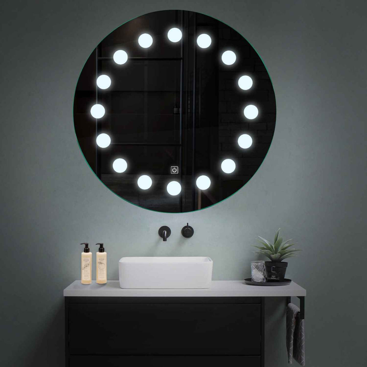 Miroir LED Rond | Bouton Tactile | Lumière blanche froide - Reyze Série Salono Modèle 6