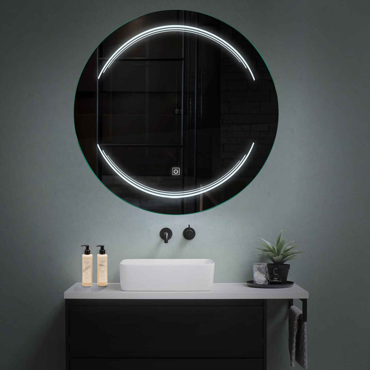 Miroir LED Rond | Bouton Tactile | Lumière blanche froide - Reyze Série Salono Modèle 7