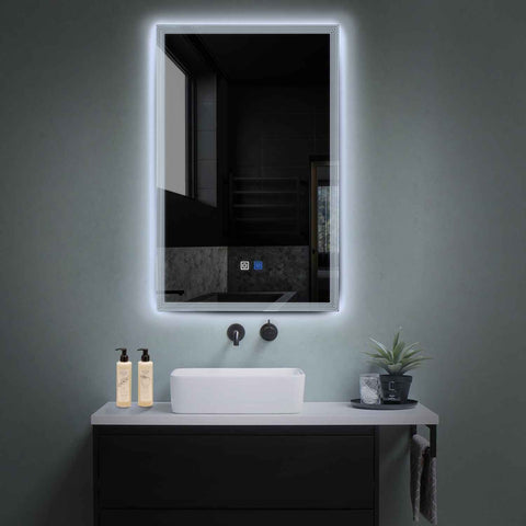 Miroir LED Vertical | boutons tactiles | Fonction Anti-Buée | Lumière blanche froide - Reyze Série Edge Modèle 1