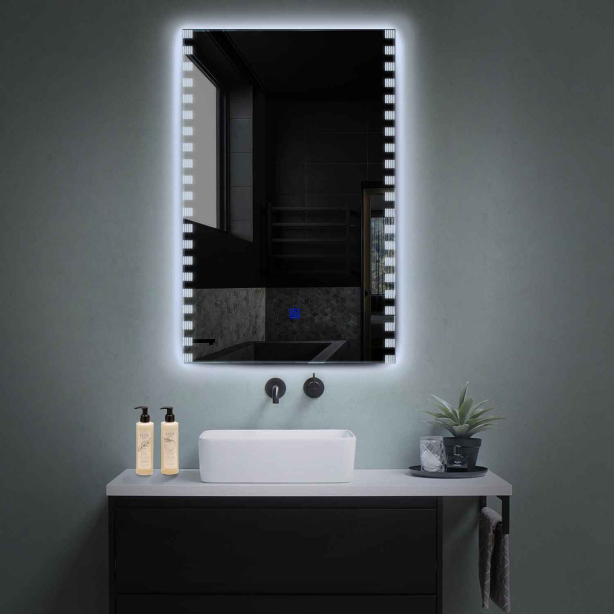 Miroir LED Vertical | Bouton Tactile | Lumière blanche froide - Reyze Série Edge Modèle 6