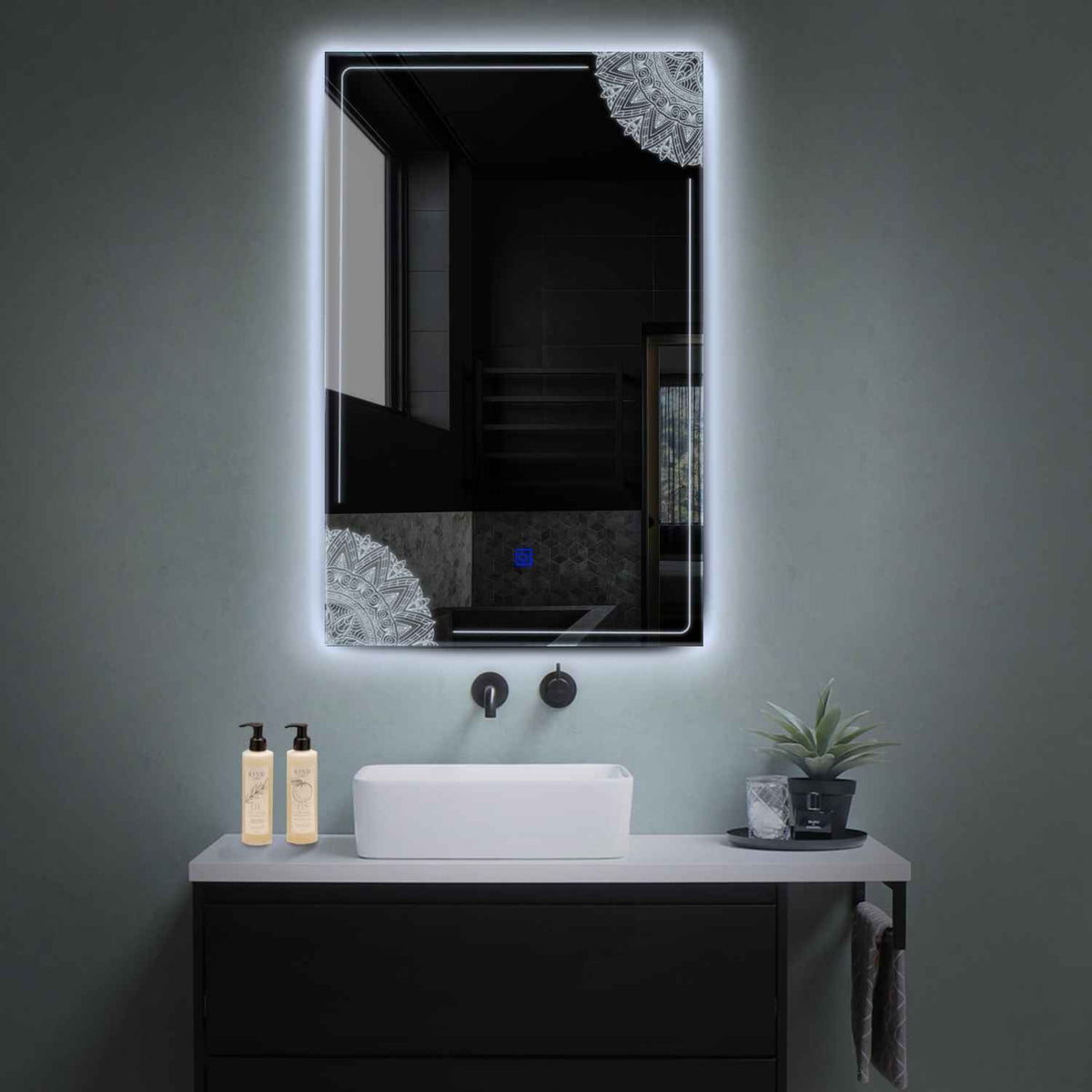 Miroir LED Vertical | Bouton Tactile | Lumière blanche froide - Reyze Série Good Vibes Modèle 7