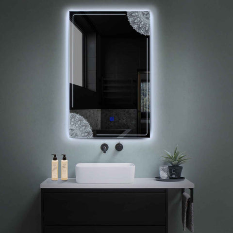 Miroir LED Vertical | Bouton Tactile | Lumière blanche froide - Reyze Série Good Vibes Modèle 7
