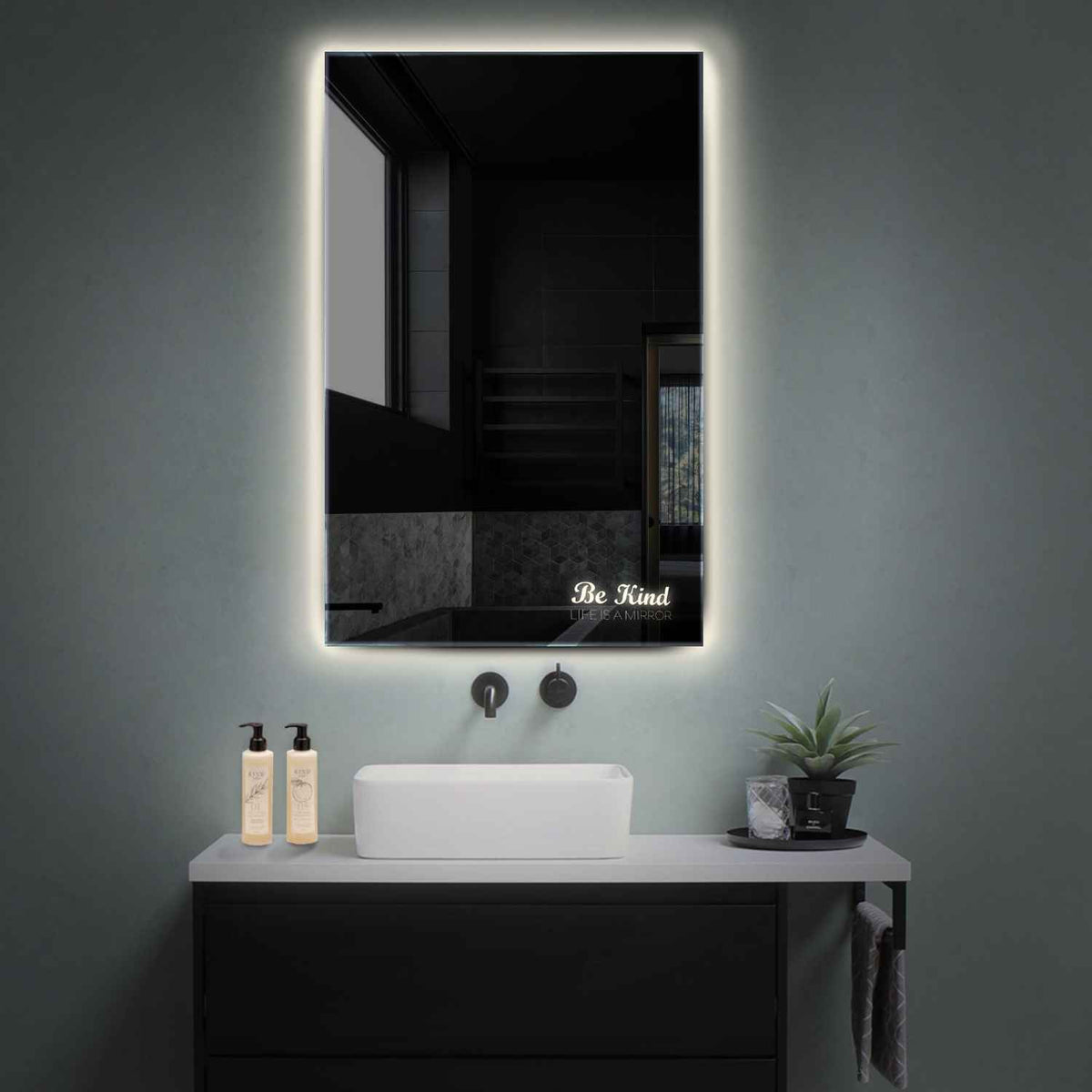 Miroir LED Vertical | Sans Boutons Tactiles | Lumière blanche neutre - Reyze Série Motivated Modèle 6
