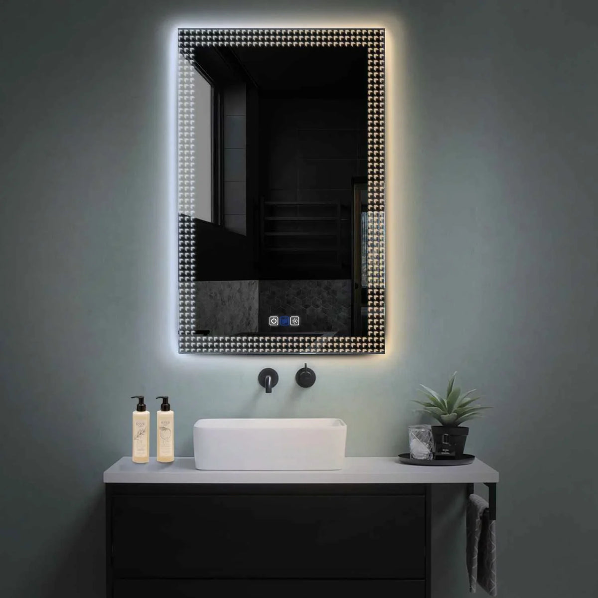 Miroir LED Vertical | boutons tactiles | Fonction Anti-Buée | Température de couleur réglable - Reyze Série Official Modèle 6